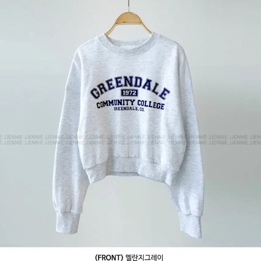 [BUNJANG] Unbranded Melange Printed Fleece Crop Sweatshirt / 새상품) 백멜란지 프린팅 기모 크롭 맨투맨