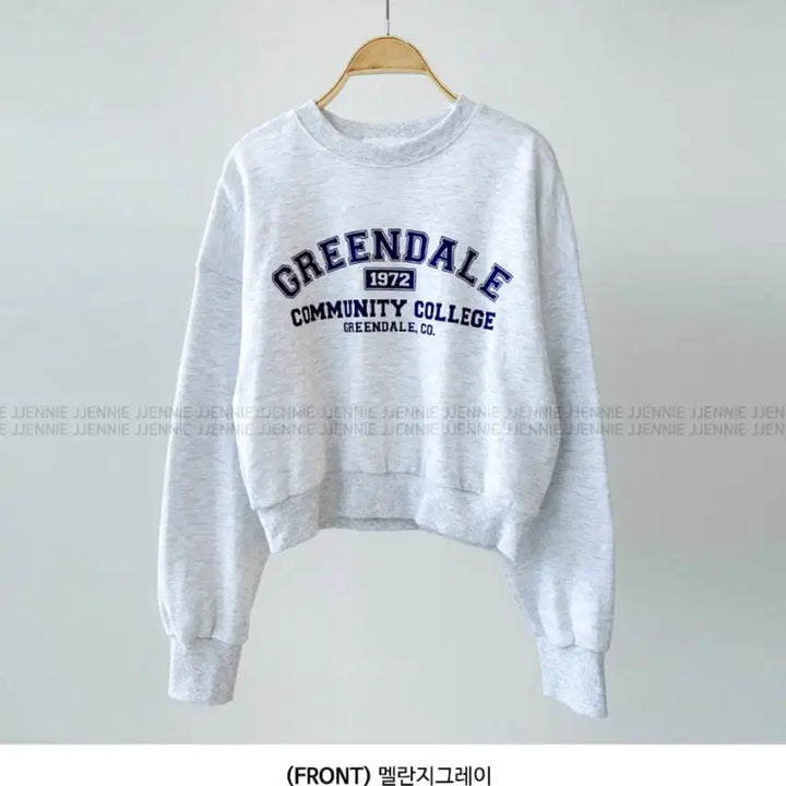 [BUNJANG] Unbranded Melange Printed Fleece Crop Sweatshirt / 새상품) 백멜란지 프린팅 기모 크롭 맨투맨