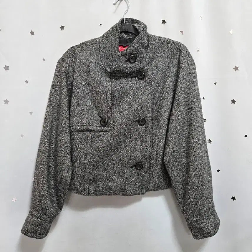 [BUNJANG] Anne Klein Herringbone Crop Jacket / 앤클라인 모직 헤링본 크롭 자켓 88