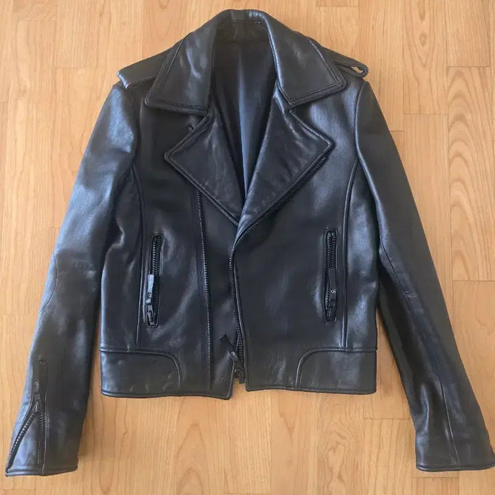 [BUNJANG] XL Black Lambskin Leather Rider Jacket / [XL]블랙 양가죽 레더 라이더 자켓