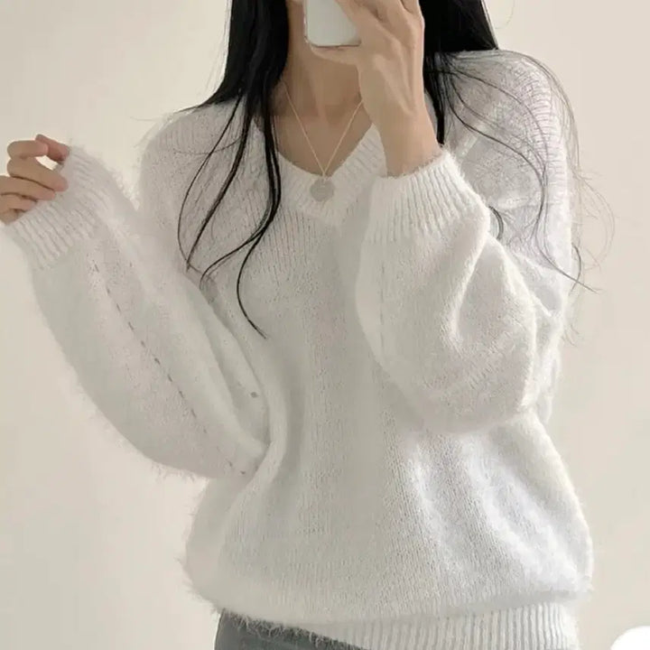 [BUNJANG] Preppy Look Angora Knit Top, Checkered Skirt Pants, and Long Boots Set / (코디세트) 프레피룩 화이트 앙고라 니트 + 체크스커트팬츠+ 워커 롱부츠