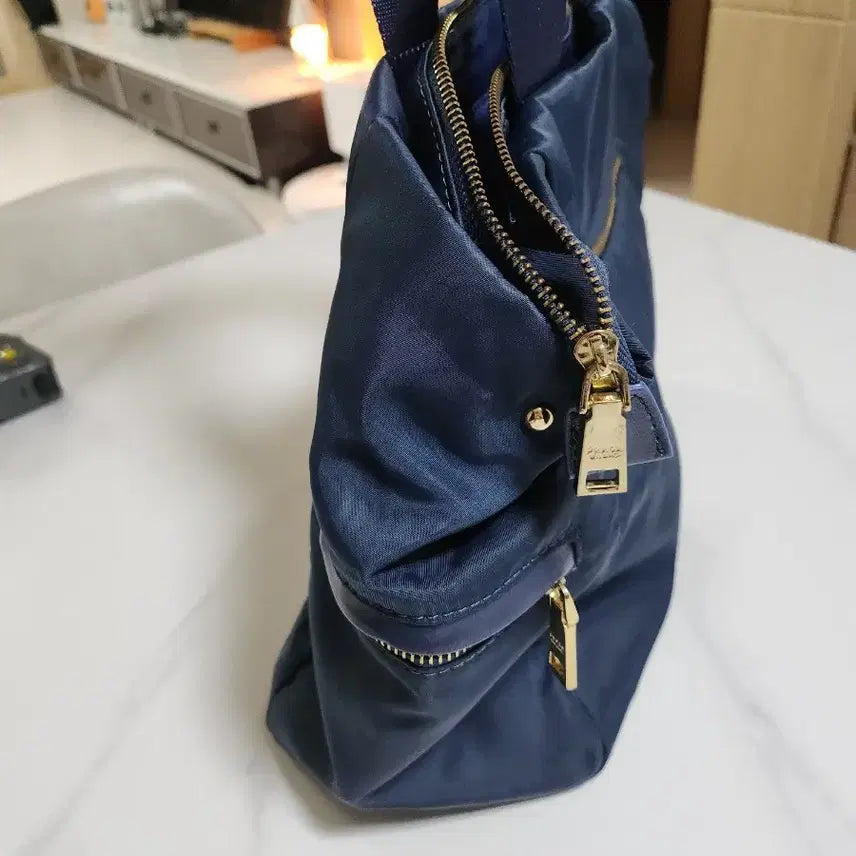 [BUNJANG] Navy Nylon Shopper Tote Bag / 프 네이비 나일론 쇼퍼백 숄더백 (40*20)
