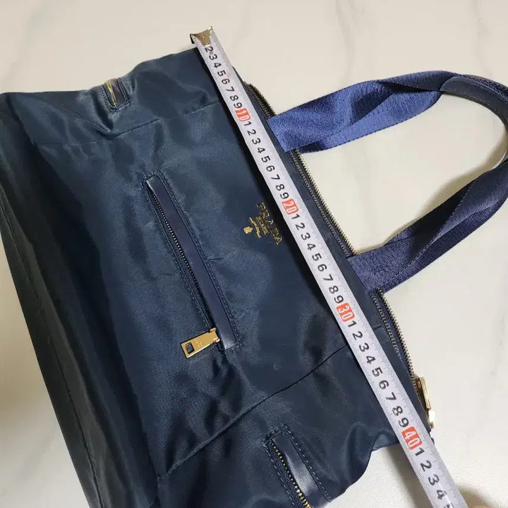 [BUNJANG] Navy Nylon Shopper Tote Bag / 프 네이비 나일론 쇼퍼백 숄더백 (40*20)