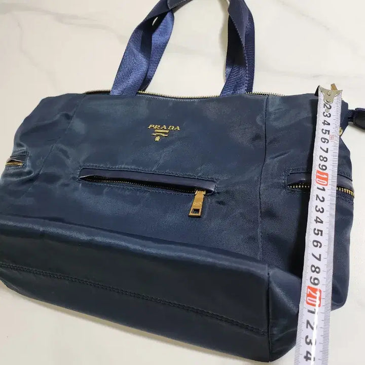 [BUNJANG] Navy Nylon Shopper Tote Bag / 프 네이비 나일론 쇼퍼백 숄더백 (40*20)