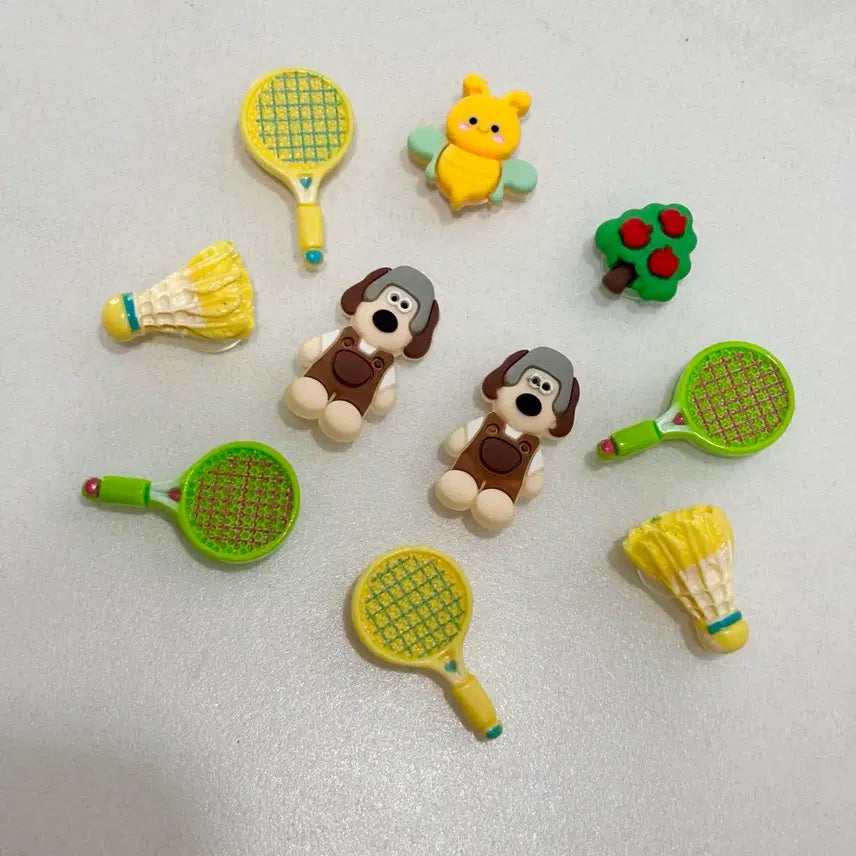 [BUNJANG] Badminton Jibbitz Set (10 Pieces) / 새상품) 배드민턴 지비츠 10개 세트 지비츠 자비츠 찌비츠 실내 화 실리