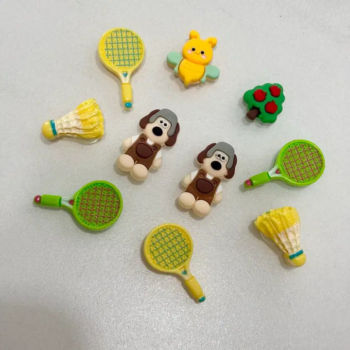 [BUNJANG] Badminton Jibbitz Set (10 Pieces) / 새상품) 배드민턴 지비츠 10개 세트 지비츠 자비츠 찌비츠 실내 화 실리