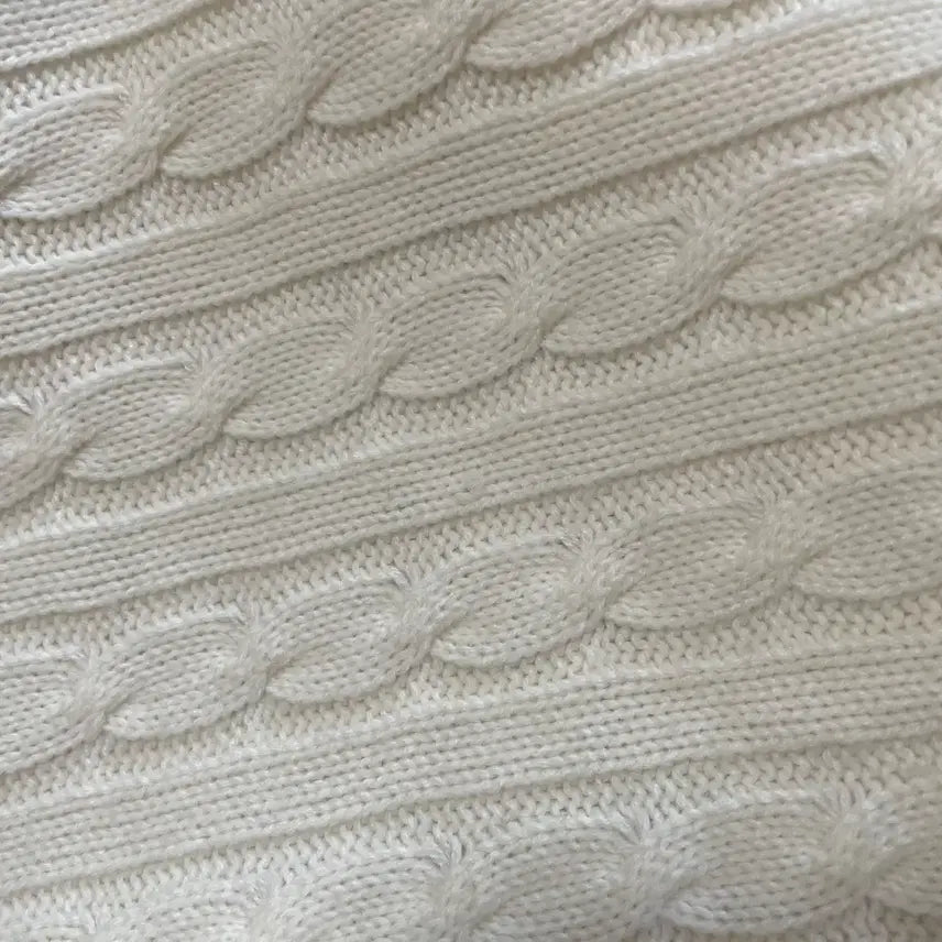 [BUNJANG] Ivory Cable Knit Zip-Up Cardigan / 아이보리 꽈배기 니트 집업 가디건
