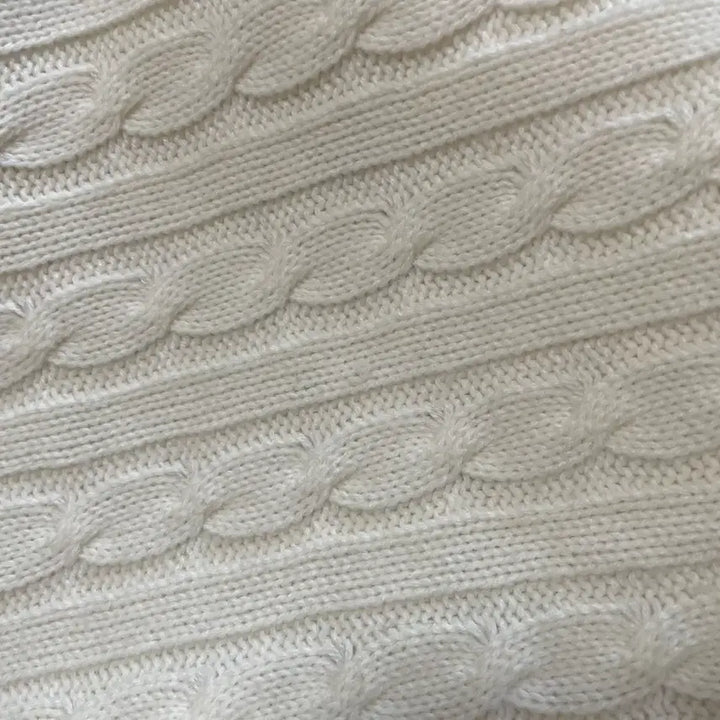 [BUNJANG] Ivory Cable Knit Zip-Up Cardigan / 아이보리 꽈배기 니트 집업 가디건