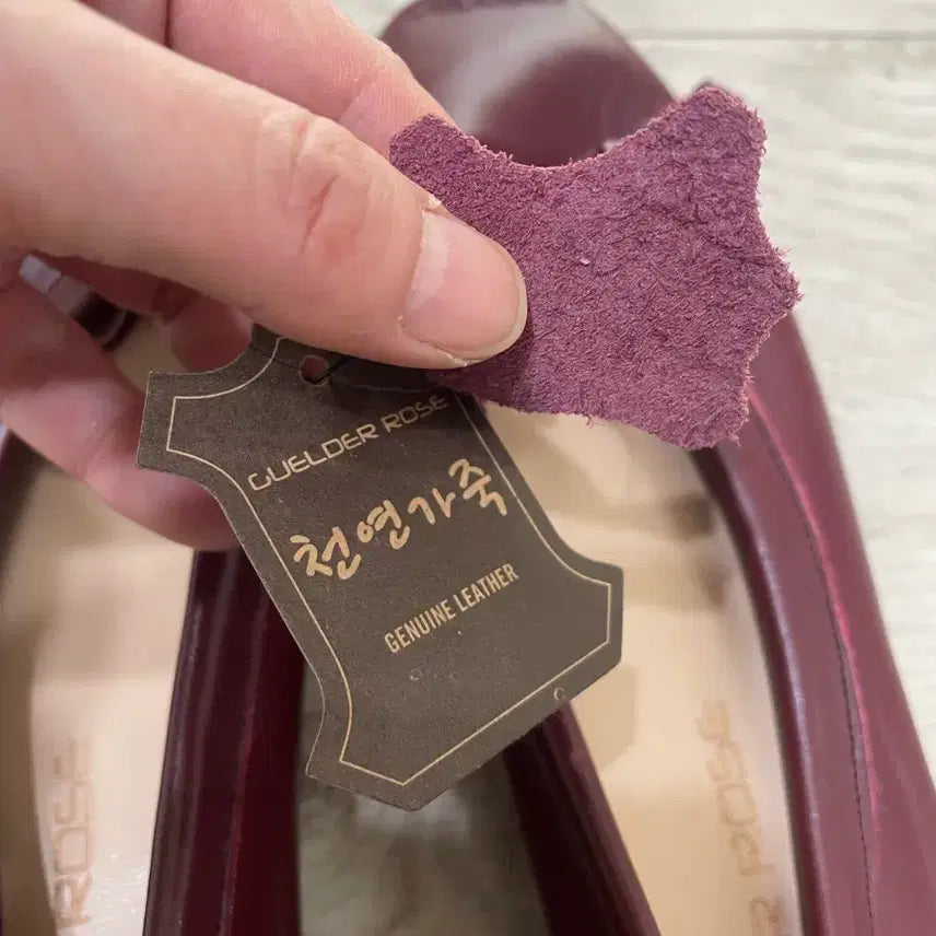 [BUNJANG] Natural Leather Ribbon Flats Wine 225 / 새상품 천연소가죽 리본 단화 와인 225