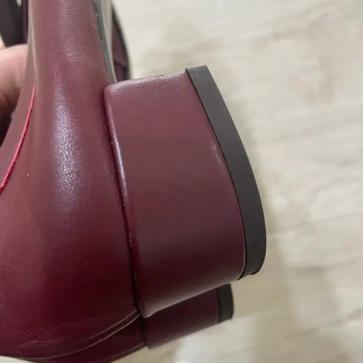 [BUNJANG] Natural Leather Ribbon Flats Wine 225 / 새상품 천연소가죽 리본 단화 와인 225