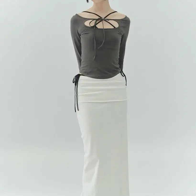 [BUNJANG] Pain or Pleasure Lower Folding Skirt - White / 페인오어플레져 LOWER FOLDING SKIRT white