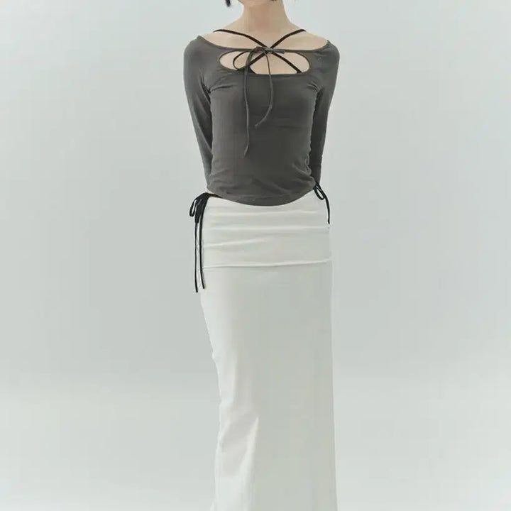 [BUNJANG] Pain or Pleasure Lower Folding Skirt - White / 페인오어플레져 LOWER FOLDING SKIRT white