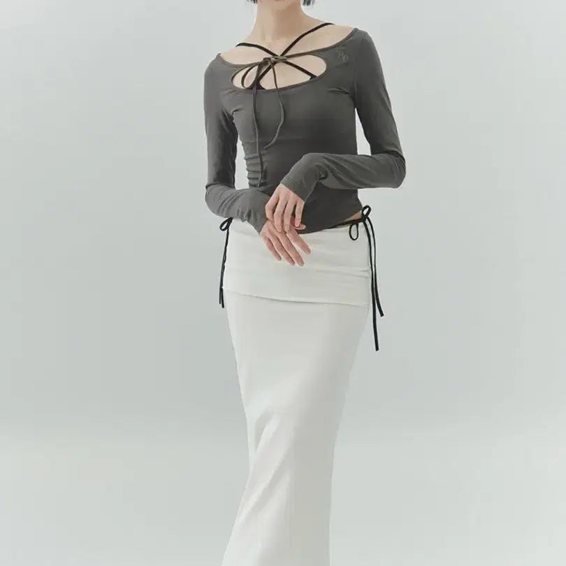 [BUNJANG] Pain or Pleasure Lower Folding Skirt - White / 페인오어플레져 LOWER FOLDING SKIRT white