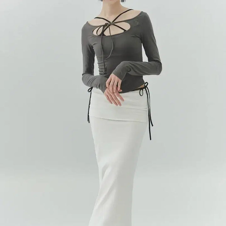 [BUNJANG] Pain or Pleasure Lower Folding Skirt - White / 페인오어플레져 LOWER FOLDING SKIRT white