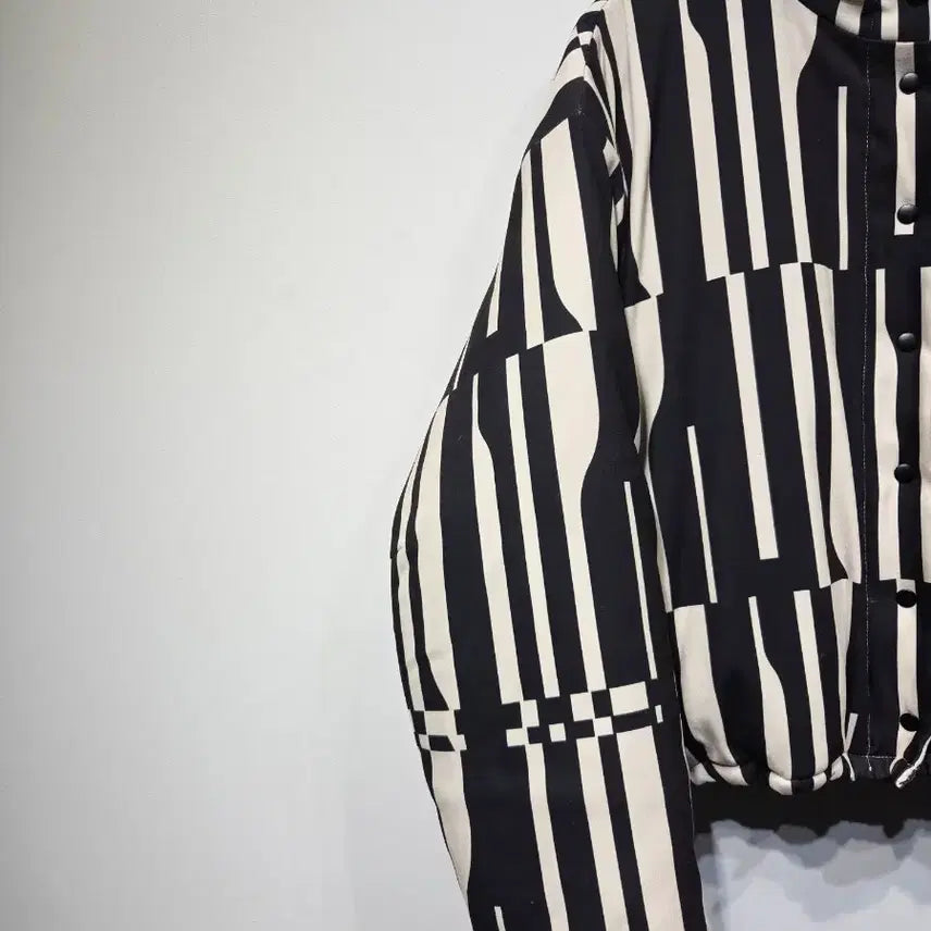 [BUNJANG] EDITIONWOOD Geometric Pattern Cropped Short Padded Jacket / EDITIONWOOD 에디션우드 기하학 패턴 크롭 숏패딩