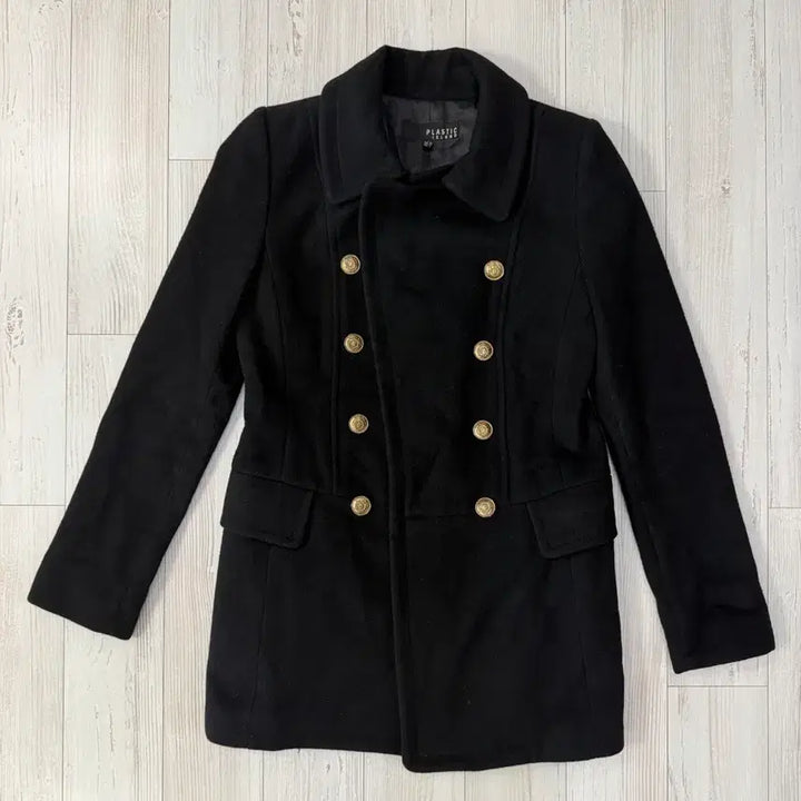 [BUNJANG] Plastic Island Black Double Coat / 플라스틱아일랜드 모90% 블랙더블코트 여자코트 빈티지코트 더블피코트 여성