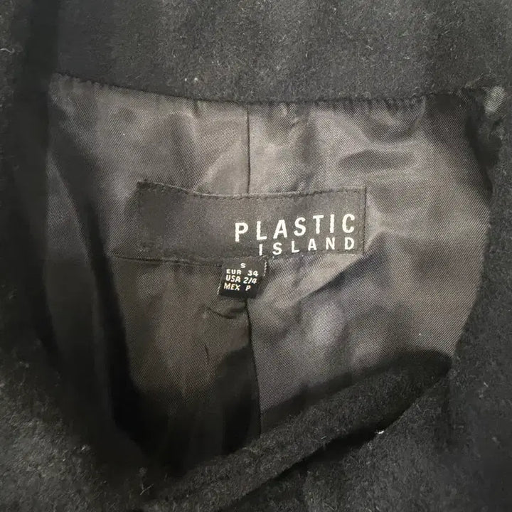 [BUNJANG] Plastic Island Black Double Coat / 플라스틱아일랜드 모90% 블랙더블코트 여자코트 빈티지코트 더블피코트 여성