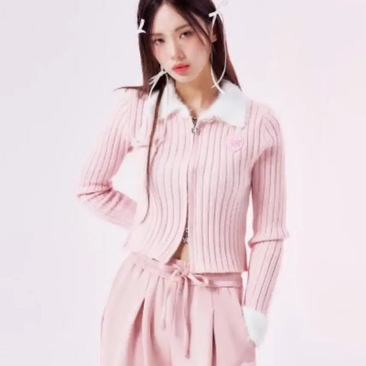 [BUNJANG] Twedia Deli Pastel Two-Way Knit Zip-Up Cardigan / 트위디아 델리 파스텔 투웨이 니트 집업 가디건 핑크 판매