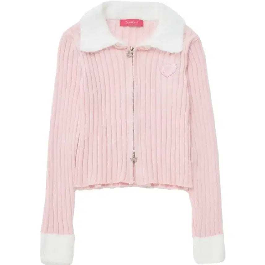 [BUNJANG] Twedia Deli Pastel Two-Way Knit Zip-Up Cardigan / 트위디아 델리 파스텔 투웨이 니트 집업 가디건 핑크 판매