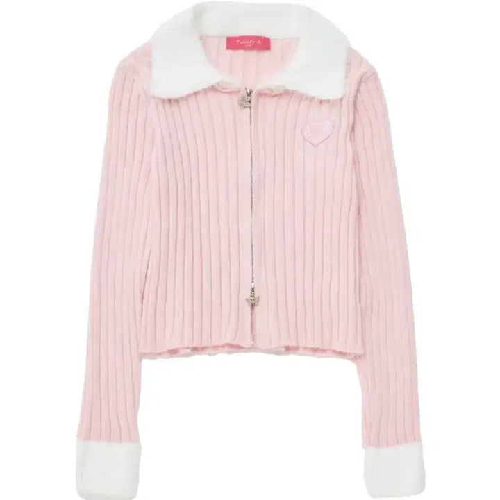 [BUNJANG] Twedia Deli Pastel Two-Way Knit Zip-Up Cardigan / 트위디아 델리 파스텔 투웨이 니트 집업 가디건 핑크 판매