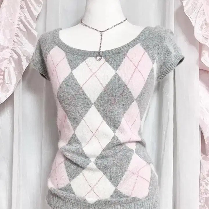 [BUNJANG] Ingni Argyle Knit Hoodie Zip-up Set / 잉그니 회핑 아가일 니트+ 후드집업