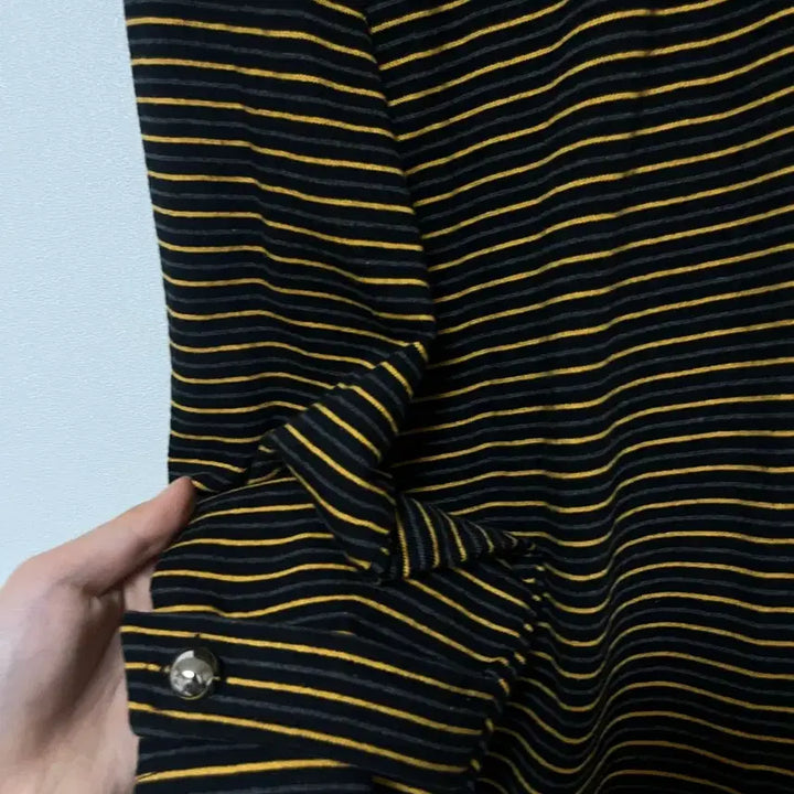 [BUNJANG] Pocket Stripe Half-Zip Long Sleeve T-Shirt / 새상품) 포켓 스트라이프 반집업 쭉티