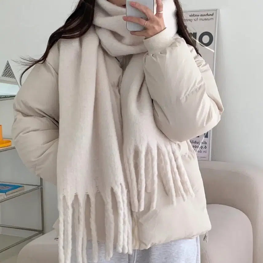 [BUNJANG] Pink Tassel Scarf / 연핑크 태슬 머플러 목도리