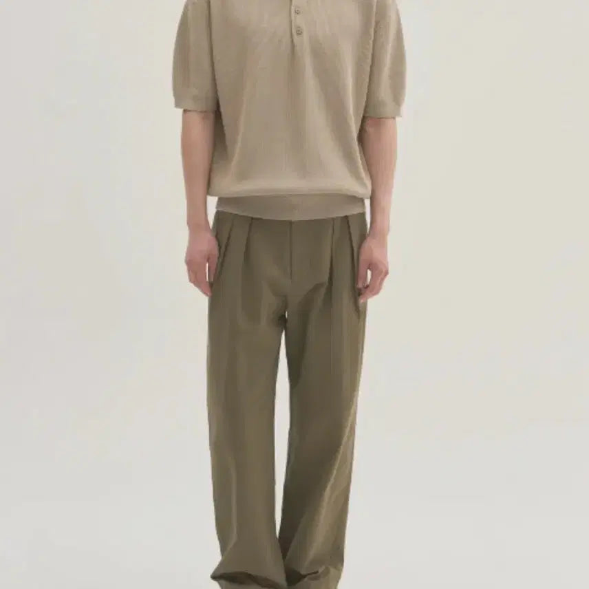 [BUNJANG] In The Row Cotton Half Knit Polo Sand Beige Size 2 / 인더로우 코튼 립 하프 니트 폴로 샌드베이지 2사이즈