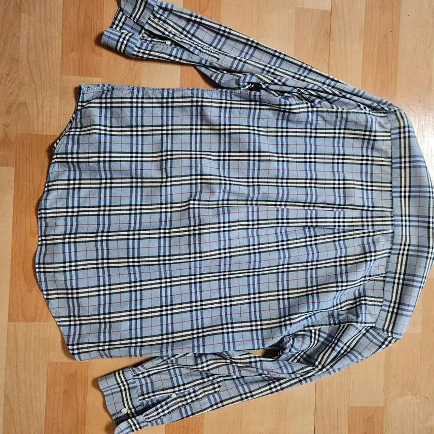 [BUNJANG] Blue Checkered Long Sleeve Shirt / 블루 체크 남방 긴팔 셔츠