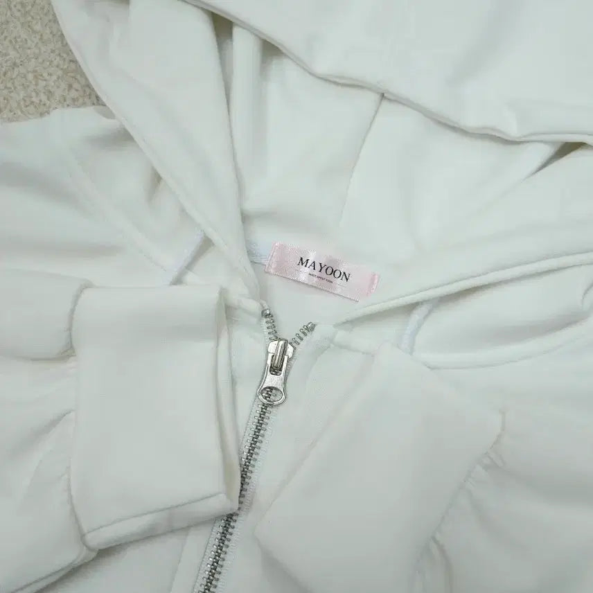 [SOLD OUT] (S)메이윤 여성 후드 집업 긴팔 투웨이 화이트 W2638
