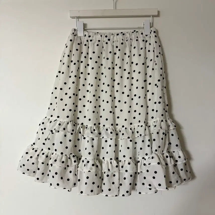 [SOLD OUT] 새상품 여자 도트 프릴 미디스커트