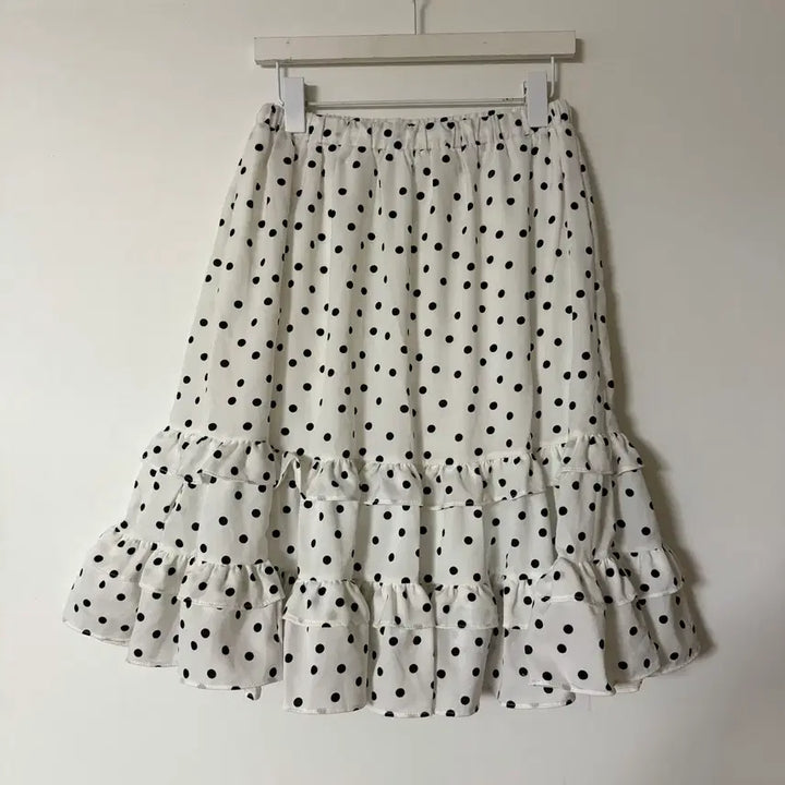 [SOLD OUT] 새상품 여자 도트 프릴 미디스커트
