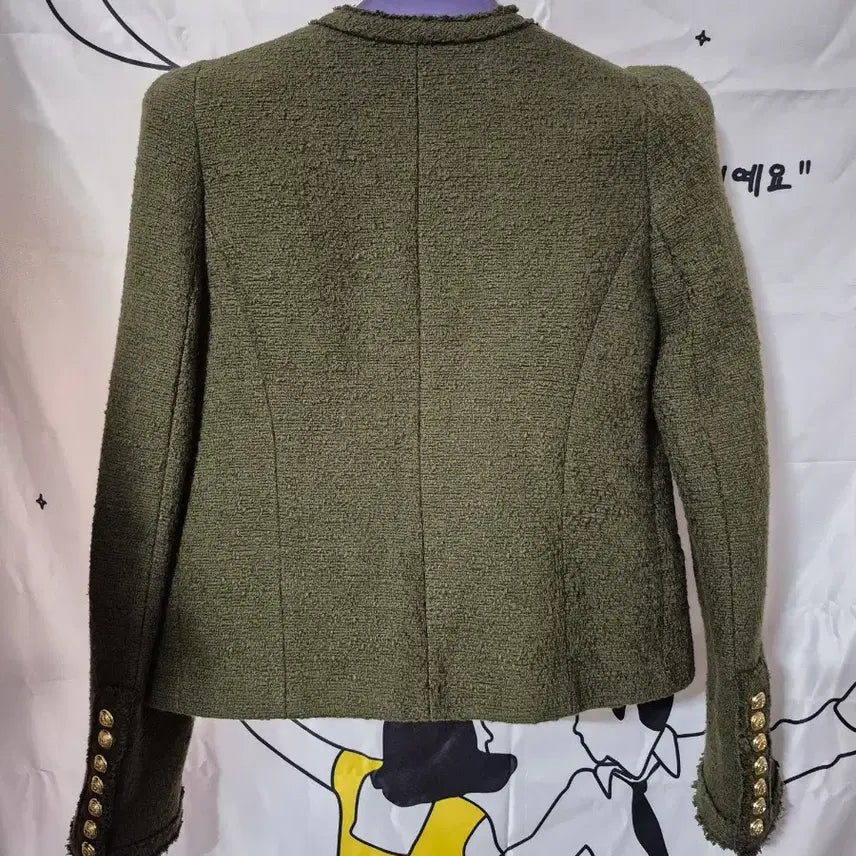 [BUNJANG] Zara Tweed Collarless Jacket / 자라 트위드 노카라 자켓