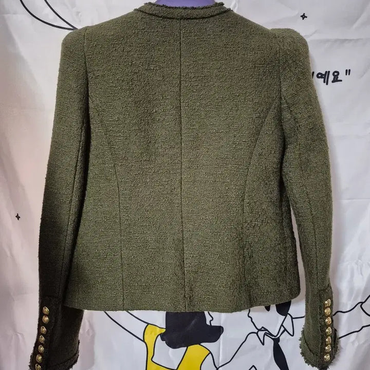 [BUNJANG] Zara Tweed Collarless Jacket / 자라 트위드 노카라 자켓