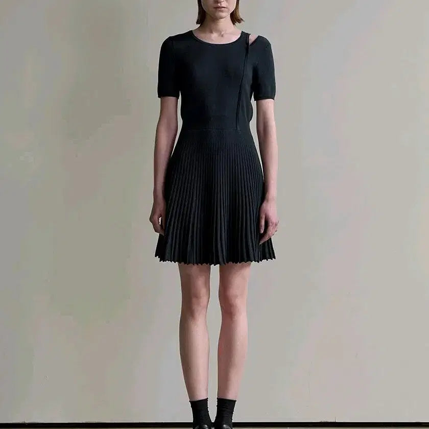 [BUNJANG] Atelier 9 Knit Pleated Dress Navy M / 아뜰리에나인 니트 플리츠 원피스 네이비m