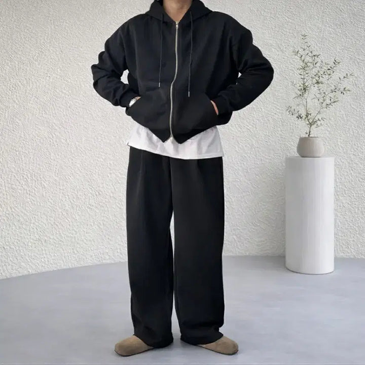 [BUNJANG] Wit &amp; Wonder Cotton Blend Oversized Hoodie Zip-up Set / [세트가격]남자 코튼 합포 원턱 오버핏 후드 집업