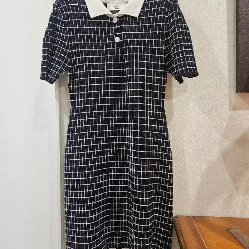 [BUNJANG] Atelier Nine Check Knit Dress / 아뜰리에나인 체크 니트 원피스F