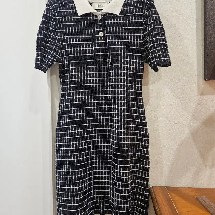 [BUNJANG] Atelier Nine Check Knit Dress / 아뜰리에나인 체크 니트 원피스F