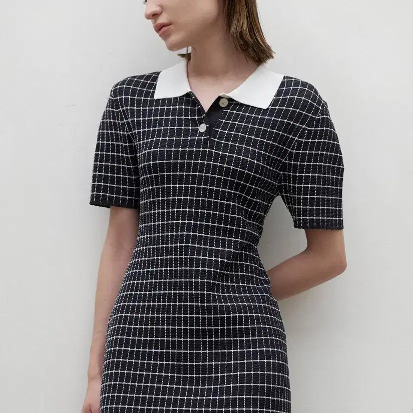[BUNJANG] Atelier Nine Check Knit Dress / 아뜰리에나인 체크 니트 원피스F