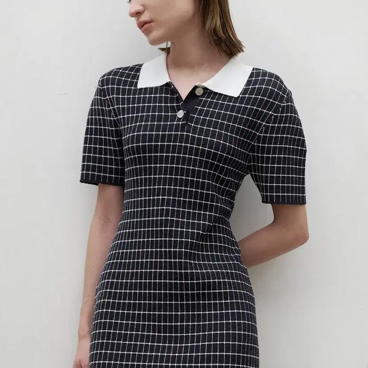 [BUNJANG] Atelier Nine Check Knit Dress / 아뜰리에나인 체크 니트 원피스F