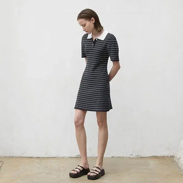 [BUNJANG] Atelier Nine Check Knit Dress / 아뜰리에나인 체크 니트 원피스F