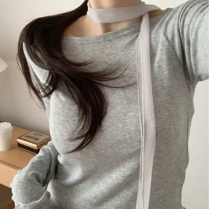 [BUNJANG] Soorm Rush Frill T-shirt and Scarf Set / 수름 러쉬 프릴 티 스카프 세트