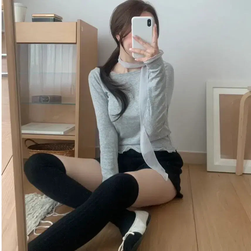 [BUNJANG] Soorm Rush Frill T-shirt and Scarf Set / 수름 러쉬 프릴 티 스카프 세트