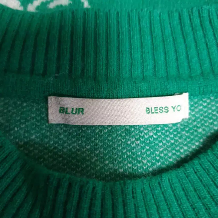 [BUNJANG] BLUR BLESS YOU Round Neck Knit Green Sweater / BLUR 1.0 BLESS YOU 라운드넥 니트 그린 (2사이즈)
