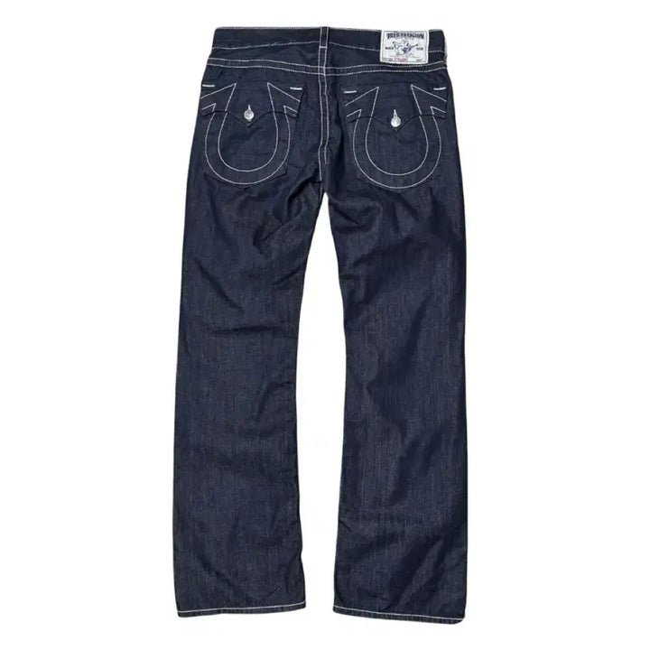 [BUNJANG] True Religion World Tour Big Logo Denim Pants / 트루릴리전 월드투어 빅로고 스티치 플레어 스트레이트 데님 팬츠
