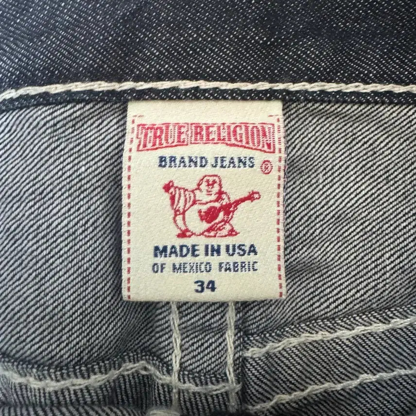 [BUNJANG] True Religion World Tour Big Logo Denim Pants / 트루릴리전 월드투어 빅로고 스티치 플레어 스트레이트 데님 팬츠