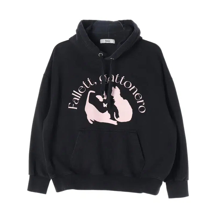 [BUNJANG] Fallett Gattonero Black Cat Graphic Hoodie / 팔렛 가토네로 블랙 캣 그래픽 후드티