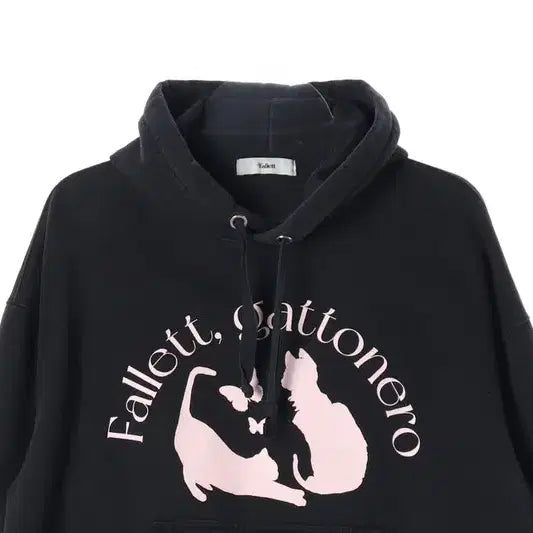 [BUNJANG] Fallett Gattonero Black Cat Graphic Hoodie / 팔렛 가토네로 블랙 캣 그래픽 후드티