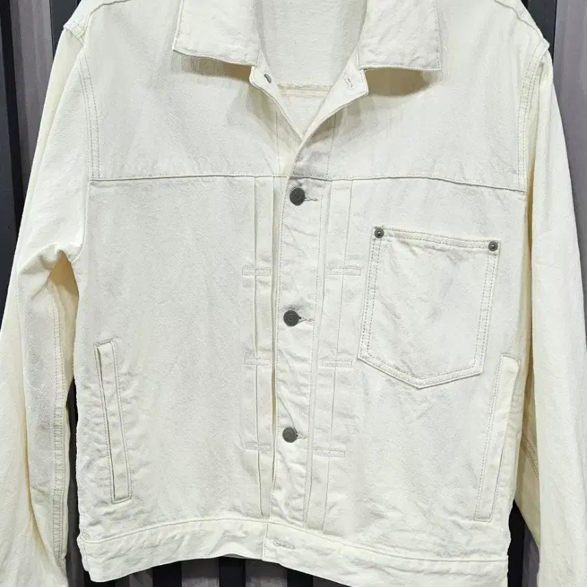 [BUNJANG] Mutendard Cone Denim Line Jacket L Cream / 무텐다드 CONE 데님 라인 자켓 L 크림색