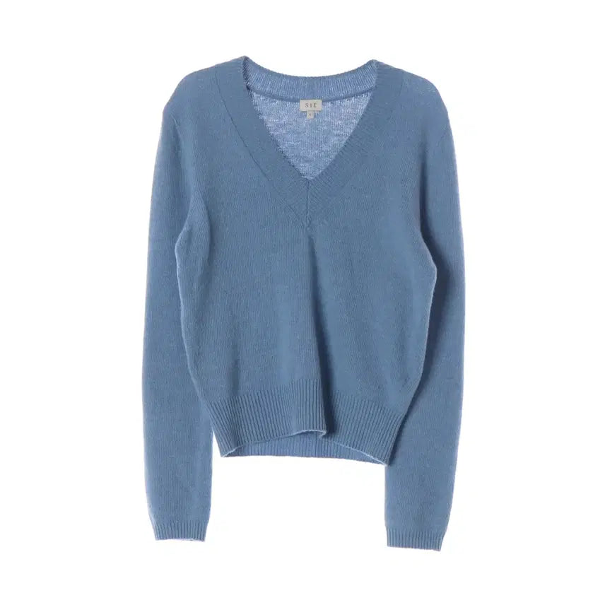 [BUNJANG] SIE V-Neck Wool Cashmere Blend Knit Sweater / 시에 SIE 브이넥 울 캐시미어 블렌드 니트 스웨터 블루